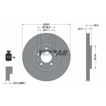 Jeu de 2 disques de frein arrière TEXTAR 92197103