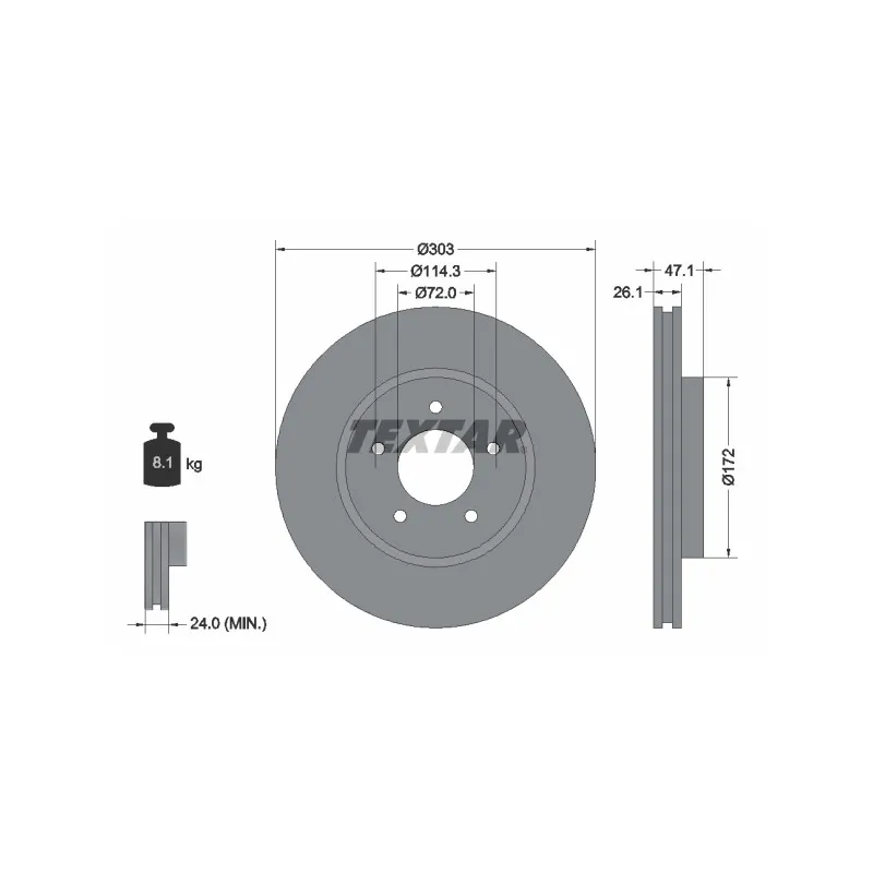Jeu de 2 disques de frein avant TEXTAR 92197703
