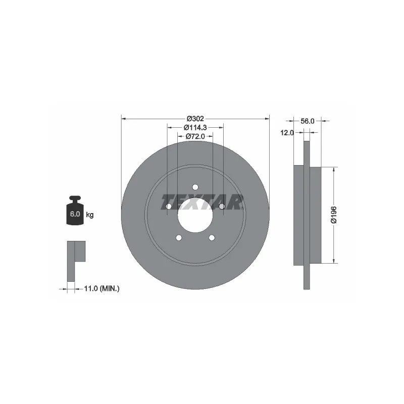 Jeu de 2 disques de frein arrière TEXTAR 92197803