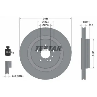 Jeu de 2 disques de frein arrière TEXTAR 92198003