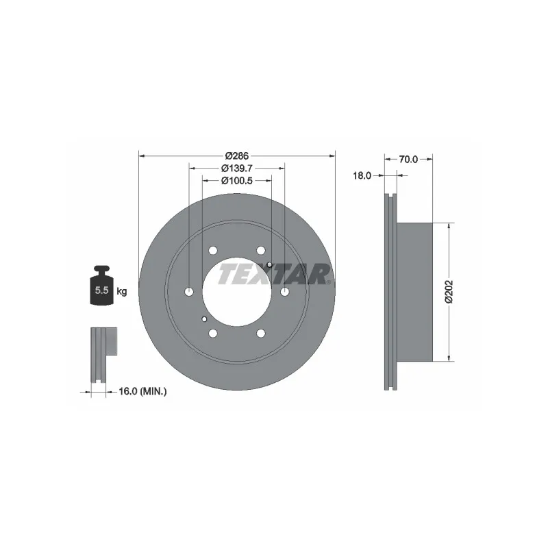 Jeu de 2 disques de frein arrière TEXTAR 92198303