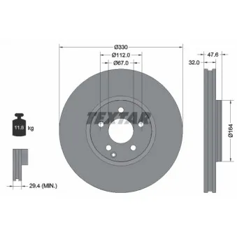 Jeu de 2 disques de frein avant TEXTAR 92198805