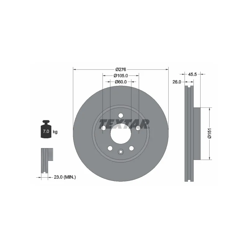Jeu de 2 disques de frein avant TEXTAR 92198903