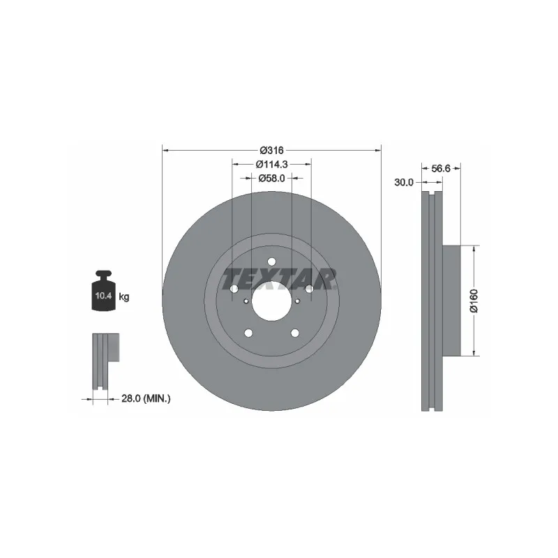 Jeu de 2 disques de frein avant TEXTAR 92199203