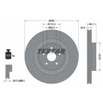 Jeu de 2 disques de frein avant TEXTAR 92199703