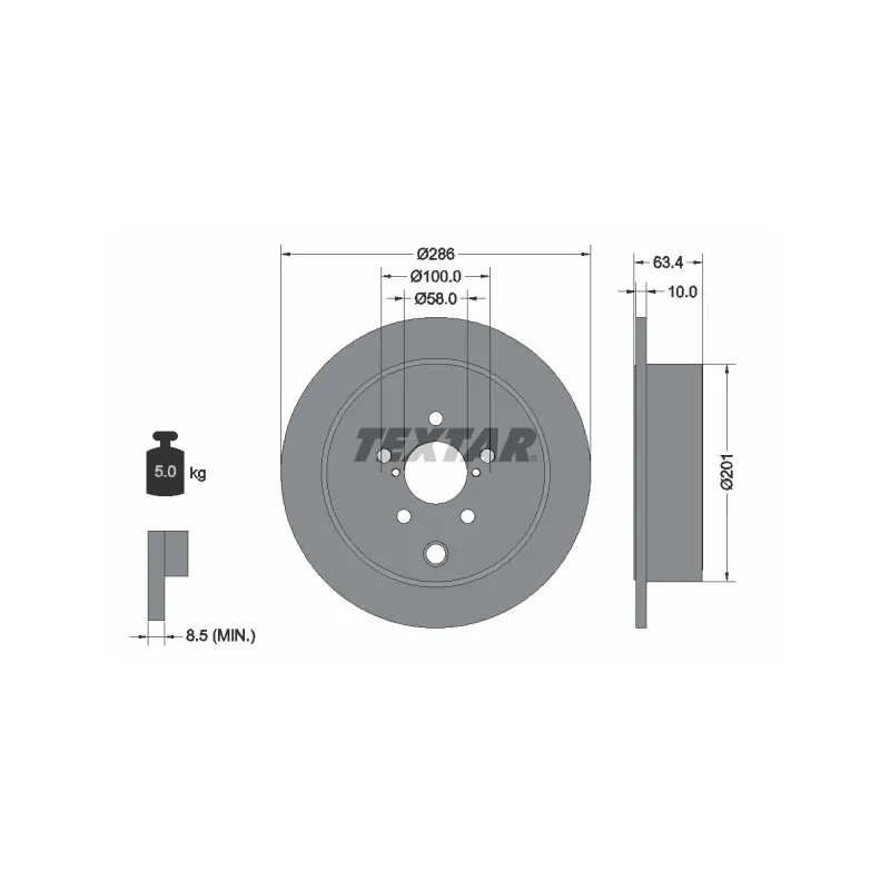 Jeu de 2 disques de frein arrière TEXTAR 92200000