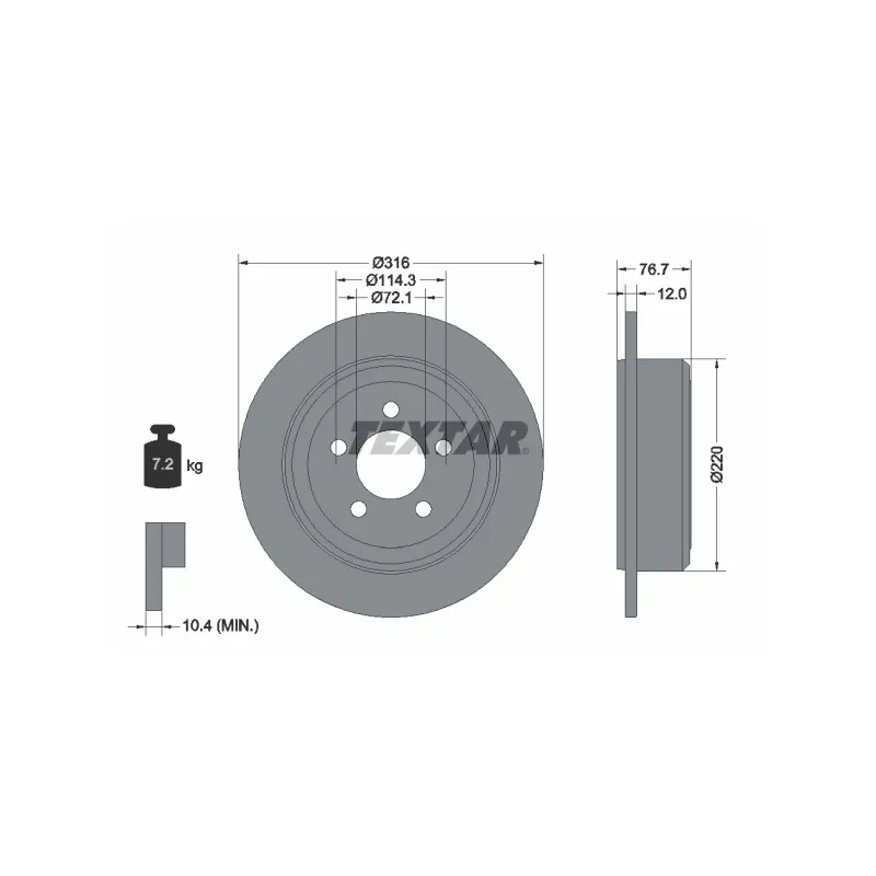 Jeu de 2 disques de frein arrière TEXTAR 92202703