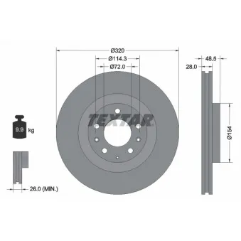 Jeu de 2 disques de frein avant TEXTAR 92203403