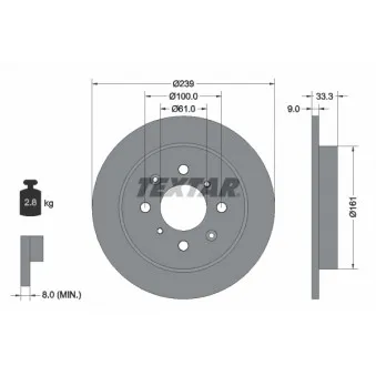 Jeu de 2 disques de frein arrière TEXTAR 92204000