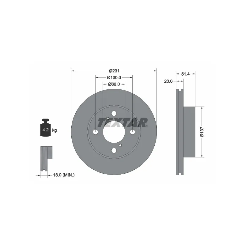 Jeu de 2 disques de frein avant TEXTAR 92204100