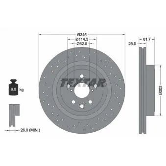 Jeu de 2 disques de frein arrière TEXTAR 92204203