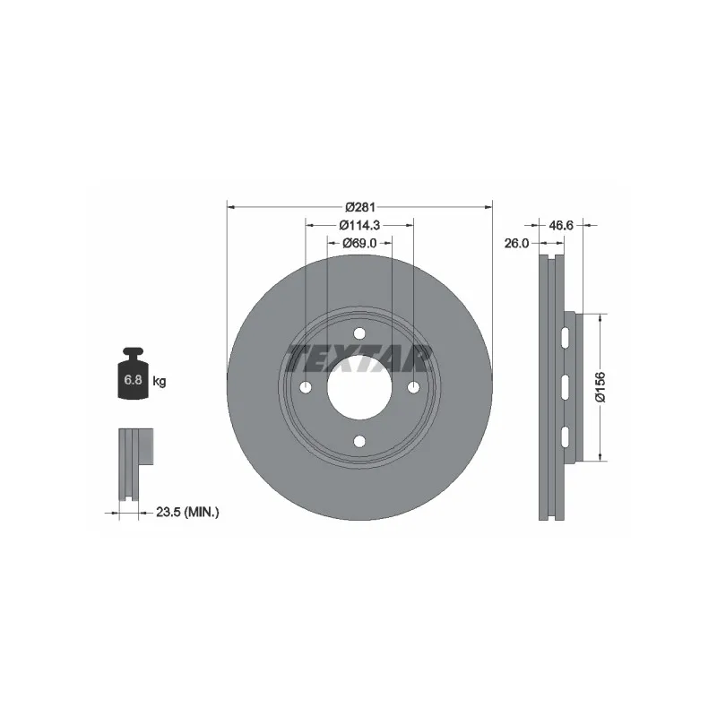 Jeu de 2 disques de frein avant TEXTAR 92204400