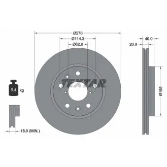 Jeu de 2 disques de frein avant TEXTAR 92204703
