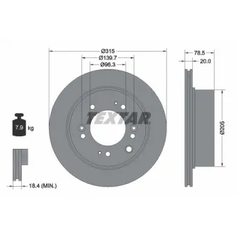 Jeu de 2 disques de frein arrière TEXTAR 92205000