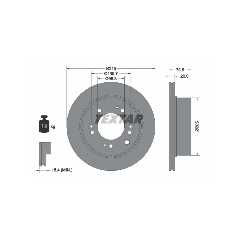 Jeu de 2 disques de frein arrière TEXTAR 92205000