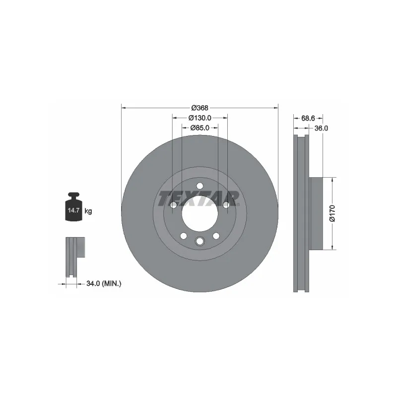 Jeu de 2 disques de frein avant TEXTAR 92213603