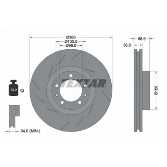 Disque de frein avant droit TEXTAR 92214007