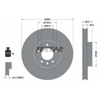 Disque de frein avant gauche TEXTAR 92219505