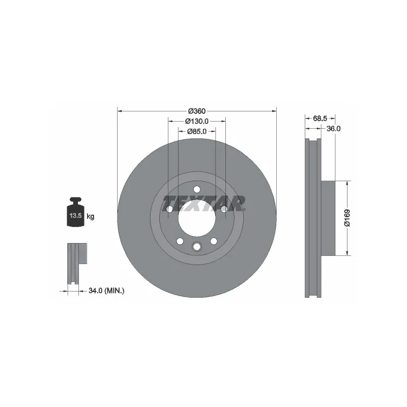 Disque de frein avant gauche TEXTAR 92219505