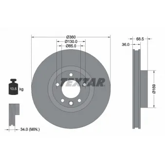Disque de frein avant droit TEXTAR 92219605