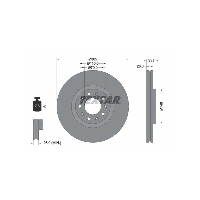 Jeu de 2 disques de frein avant TEXTAR 92220803