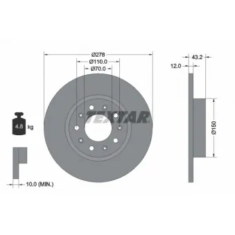 Jeu de 2 disques de frein arrière TEXTAR 92221003