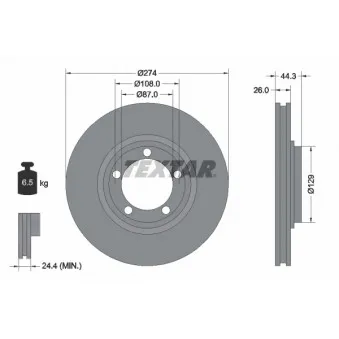 Jeu de 2 disques de frein avant TEXTAR 92221800