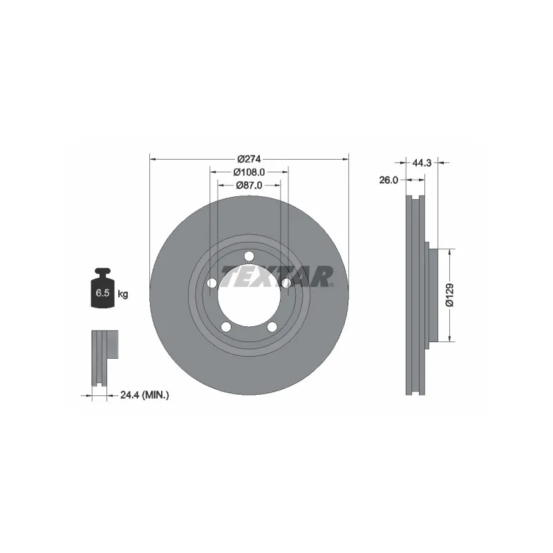 Jeu de 2 disques de frein avant TEXTAR 92221800