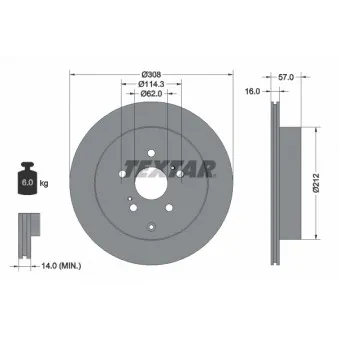 Jeu de 2 disques de frein arrière TEXTAR 92222200