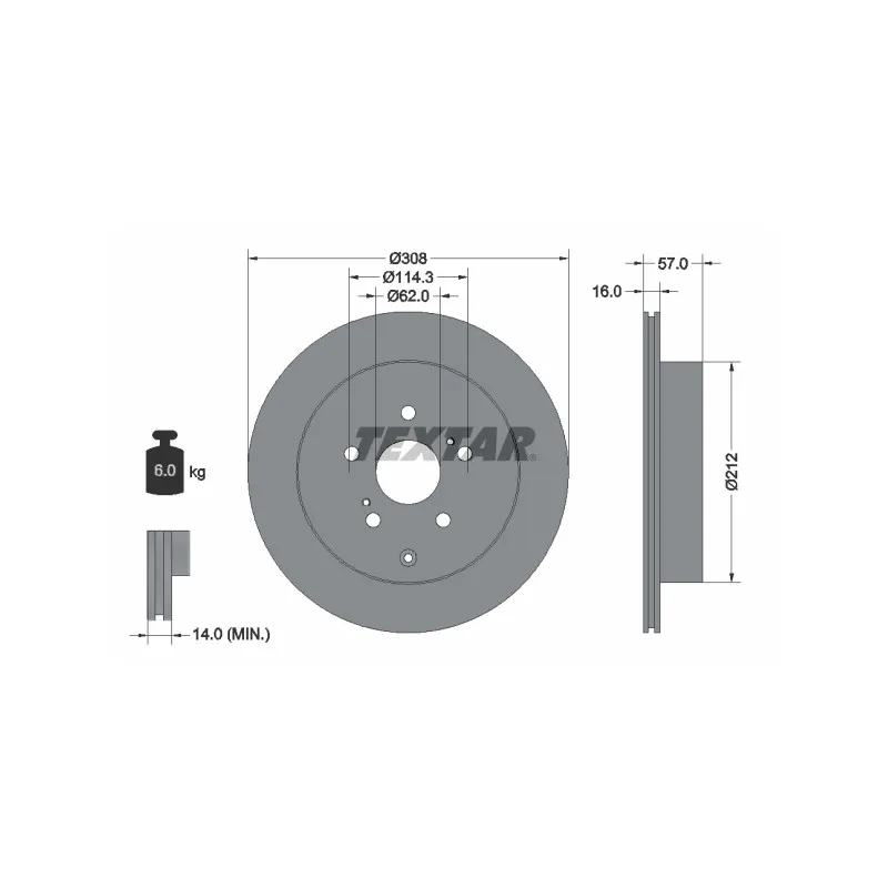 Jeu de 2 disques de frein arrière TEXTAR 92222200