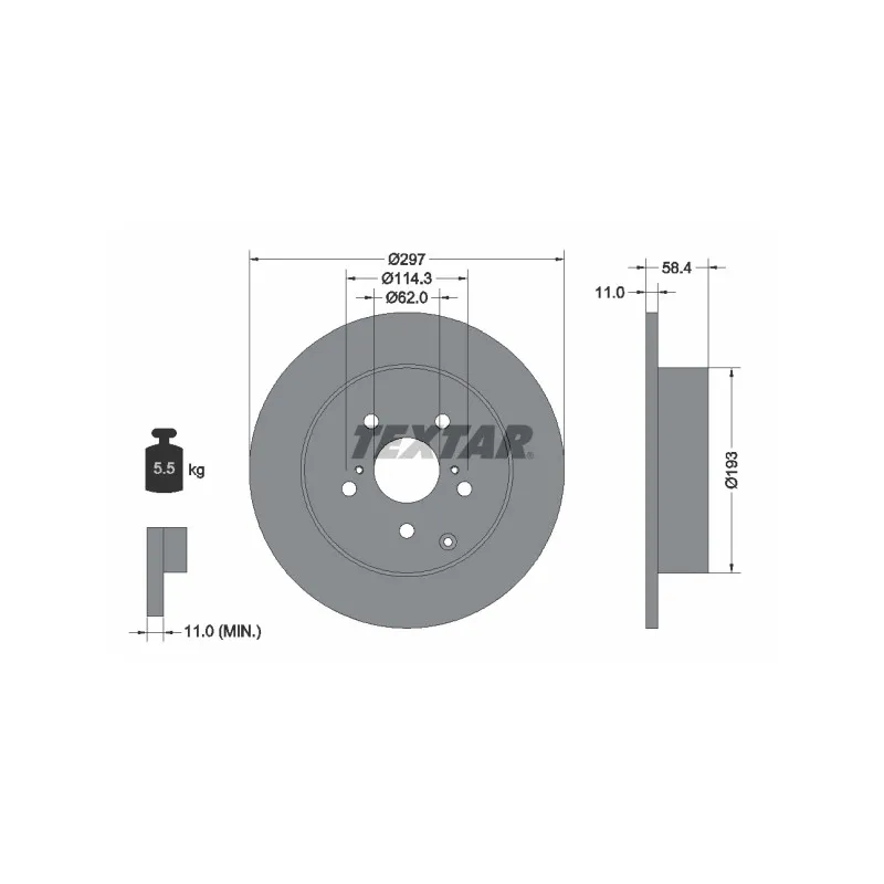 Jeu de 2 disques de frein arrière TEXTAR 92222500
