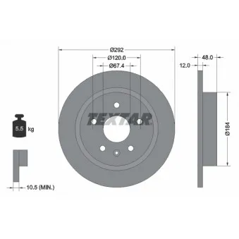 Jeu de 2 disques de frein arrière TEXTAR 92222903