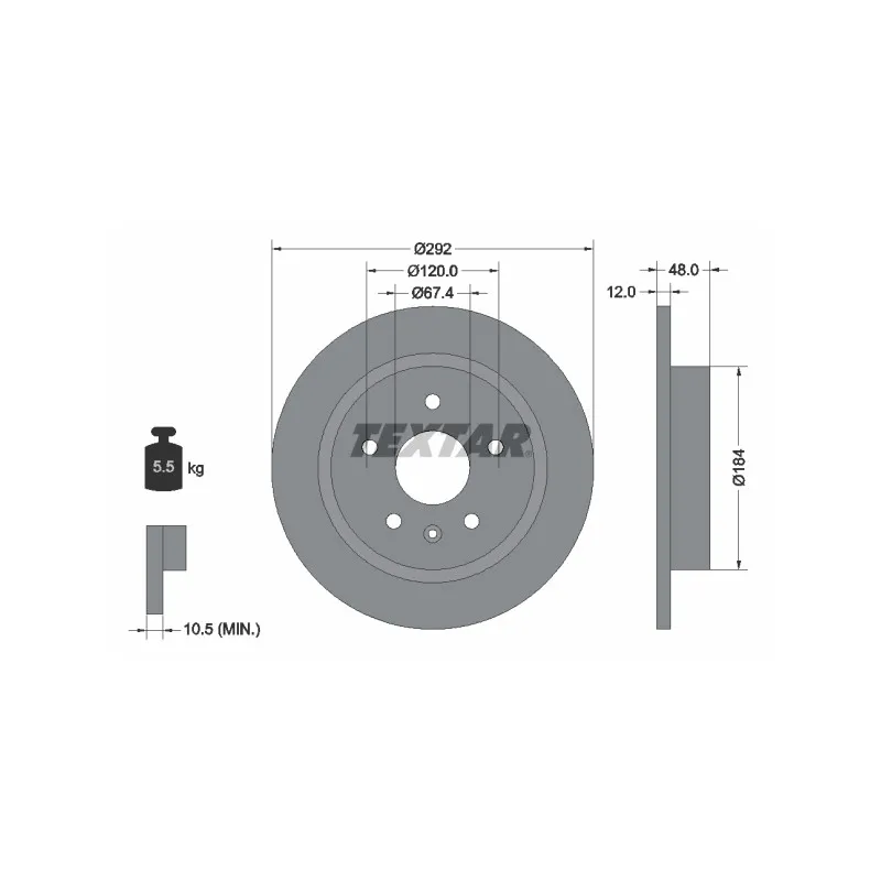Jeu de 2 disques de frein arrière TEXTAR 92222903