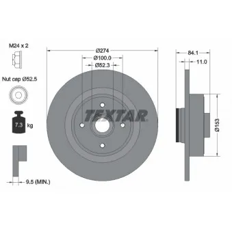 Jeu de 2 disques de frein arrière TEXTAR 92223203