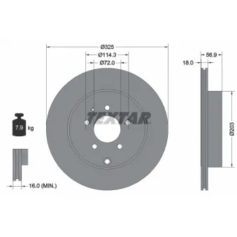 Jeu de 2 disques de frein arrière TEXTAR 92223603
