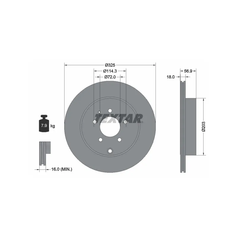 Jeu de 2 disques de frein arrière TEXTAR 92223603