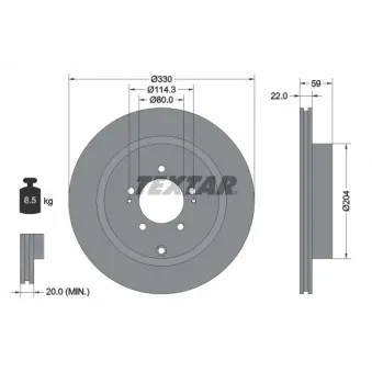Jeu de 2 disques de frein arrière TEXTAR 92223700