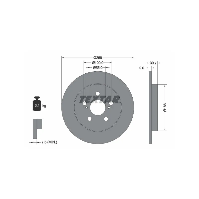 Jeu de 2 disques de frein arrière TEXTAR 92224003