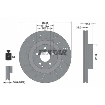 Jeu de 2 disques de frein avant TEXTAR 92224605