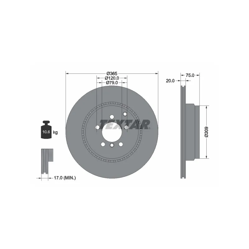 Jeu de 2 disques de frein arrière TEXTAR 92224803