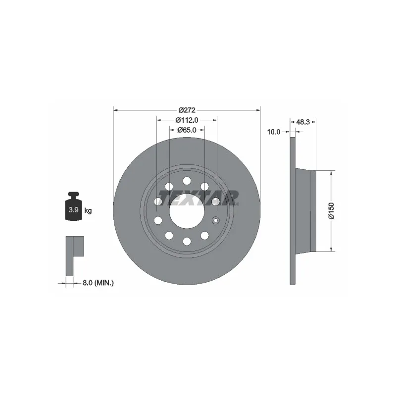 Jeu de 2 disques de frein arrière TEXTAR 92224903