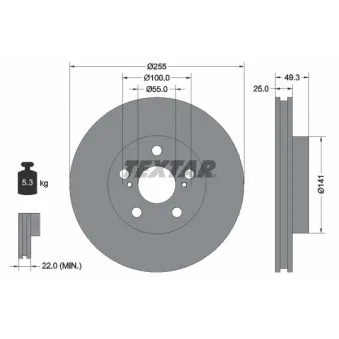 Jeu de 2 disques de frein avant TEXTAR 92225003