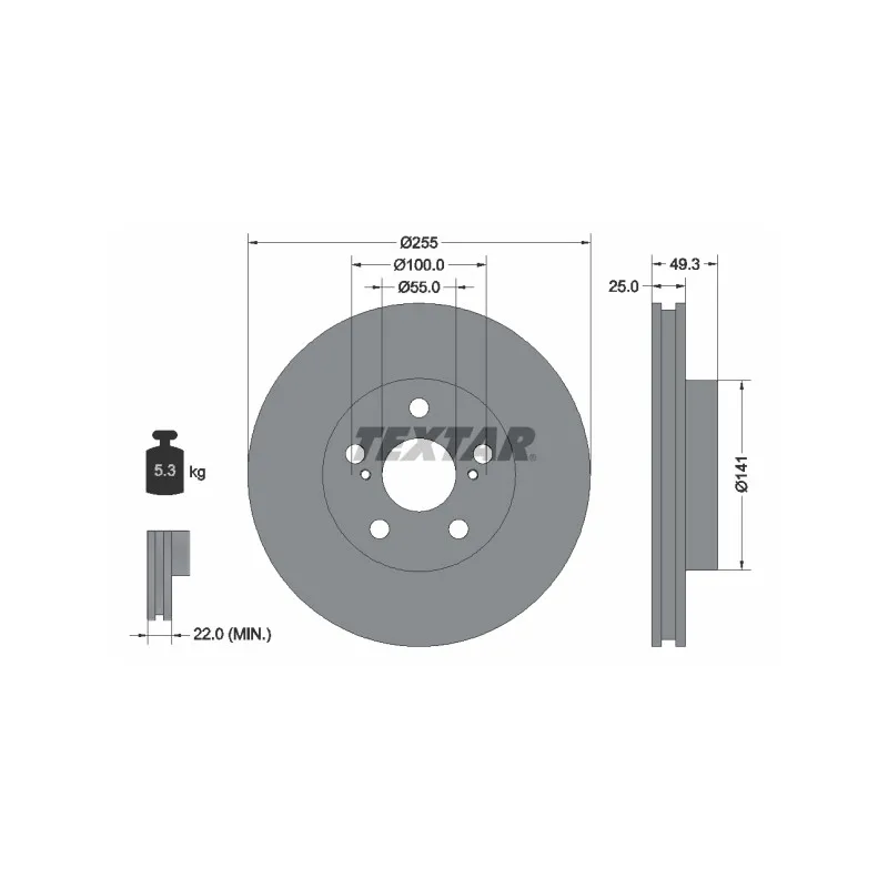 Jeu de 2 disques de frein avant TEXTAR 92225003
