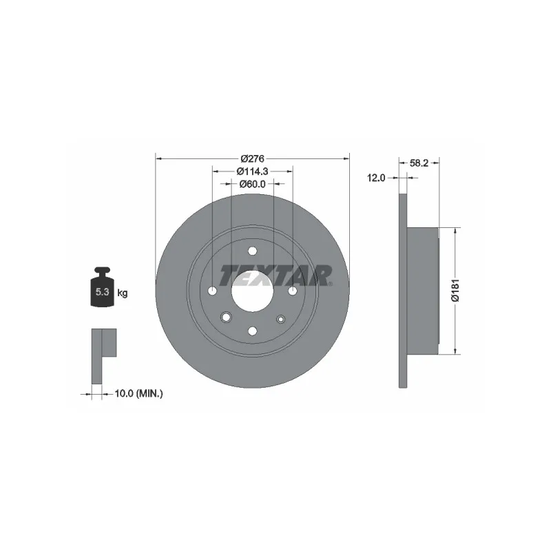 Jeu de 2 disques de frein arrière TEXTAR 92225103