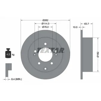 Jeu de 2 disques de frein arrière TEXTAR 92226003