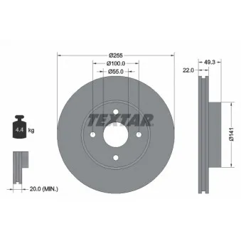 Jeu de 2 disques de frein avant TEXTAR 92226300