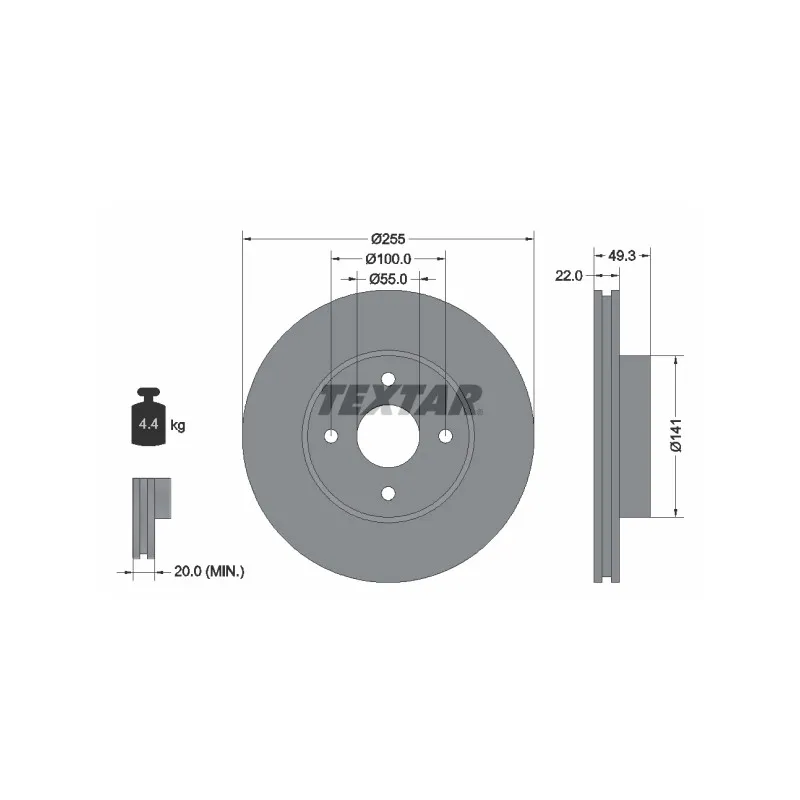 Jeu de 2 disques de frein avant TEXTAR 92226300