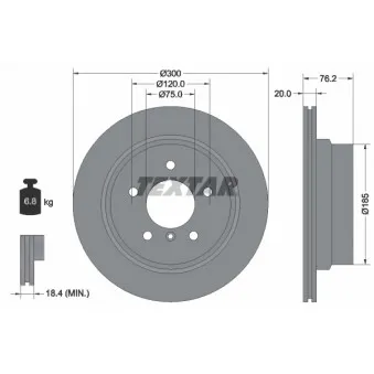 Jeu de 2 disques de frein arrière TEXTAR 92227103