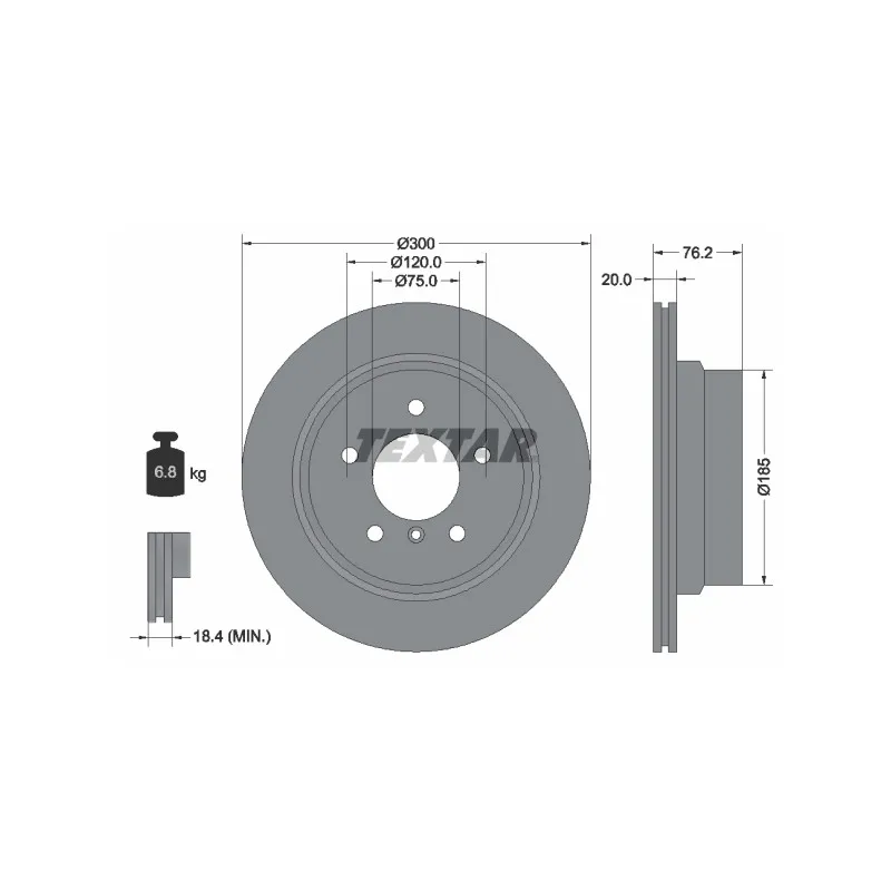 Jeu de 2 disques de frein arrière TEXTAR 92227103