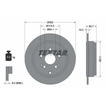 Jeu de 2 disques de frein arrière TEXTAR 92227203